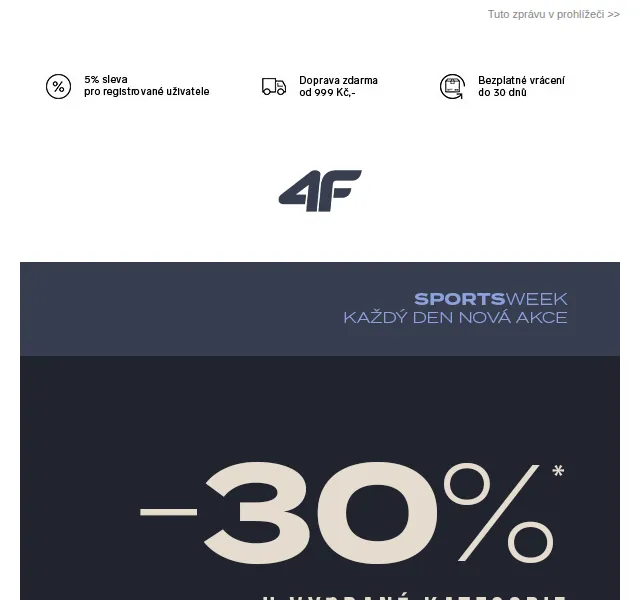 4Fstore: SPORTSWEEK –30 % na vše – červen 2026 | Nuslet.cz