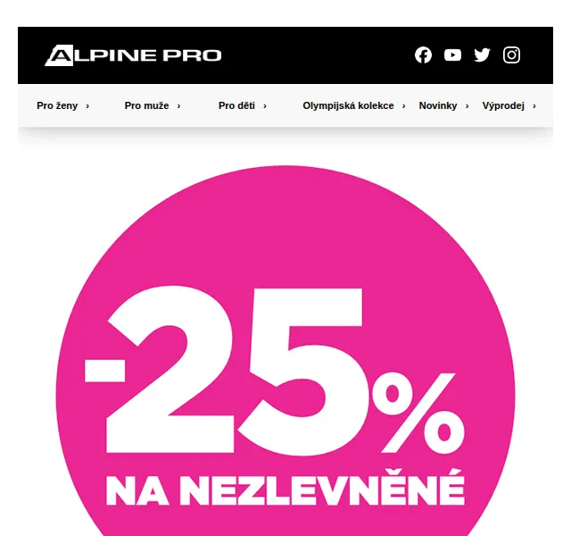 ALPINE PRO: SLEVA 25 % na vše nezlevněné – červen 2026 | Nuslet.cz