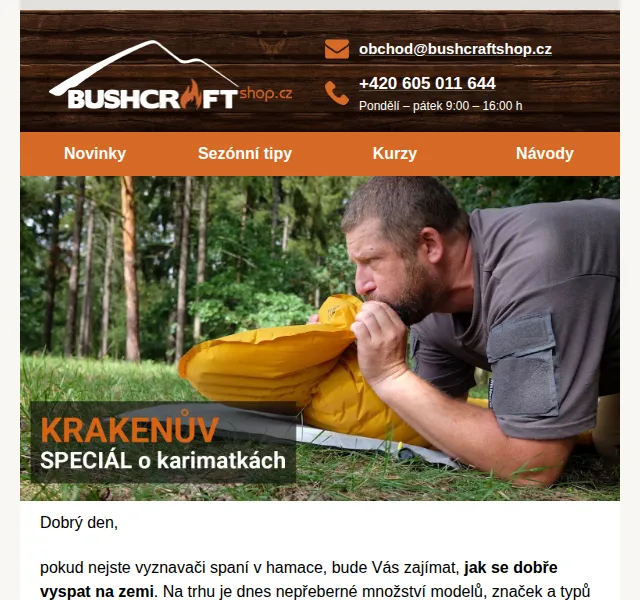 Bushcraftshop: Velký test karimatek – červen 2026 | Nuslet.cz