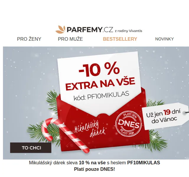 Parfemy.cz: Sleva 10 % na vše – prosinec 2022 | Nuslet.cz