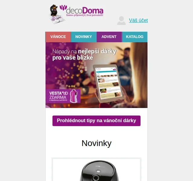 decoDoma: Vánoční dárky s 20% slevou na fritézu a deka zdarma – červen 2026 | Nuslet.cz