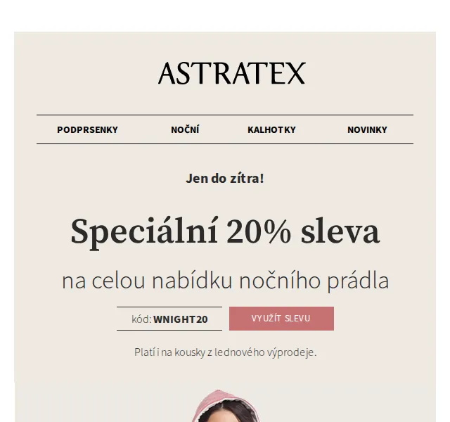 Astratex.cz: 20% sleva na noční prádlo – červen 2026 | Nuslet.cz