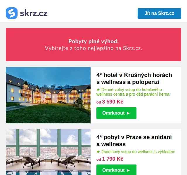 Skrz: Luxusní pobyty s wellness a slevou až 46 % – červen 2026 | Nuslet.cz