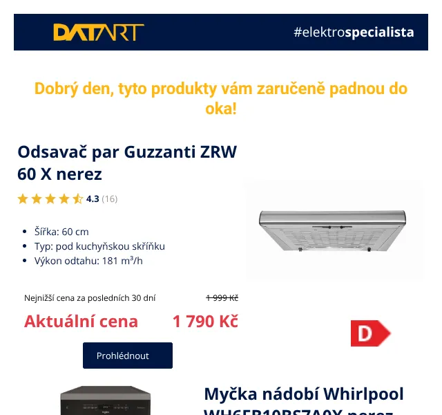 DATART: Odsavače a myčky — srpen 2026 | Sleva až 23 %