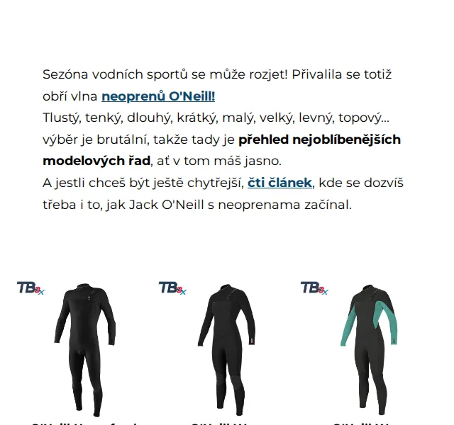 SNOWBOARD ZEZULA: Neopreny O'Neill -30 % – duben 2026