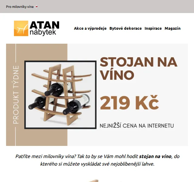 ATAN nábytek: Stojan na víno od 219 Kč – červen 2026 | Nuslet.cz