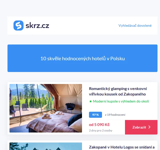 Vánoce na Skrz: 10 polských hotelů s hodnocením 93 %+ – červen 2026 | Nuslet.cz
