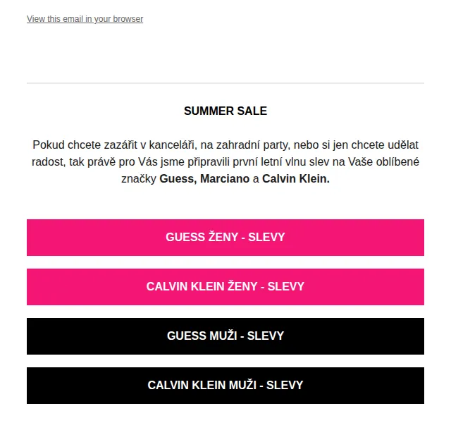Fade: SUMMER SALE na Guess, Calvin Klein – červenec 2026 | Nuslet.cz