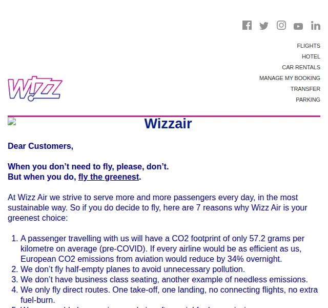 Wizz Air: Létání s nejnižší CO2 stopou – červen 2026 | Nuslet.cz