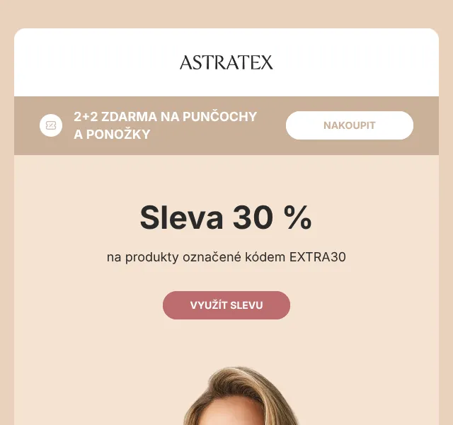 Astratex: 2+2 zdarma na ponožky + sleva 30 % – září