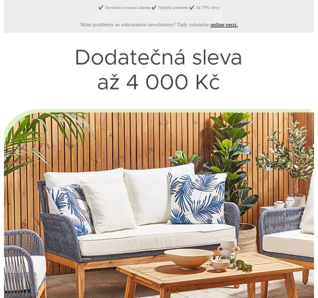 Beliani: Jarní výprodej s dodatečnou slevou až 4 000 Kč – červen 2026 | Nuslet.cz