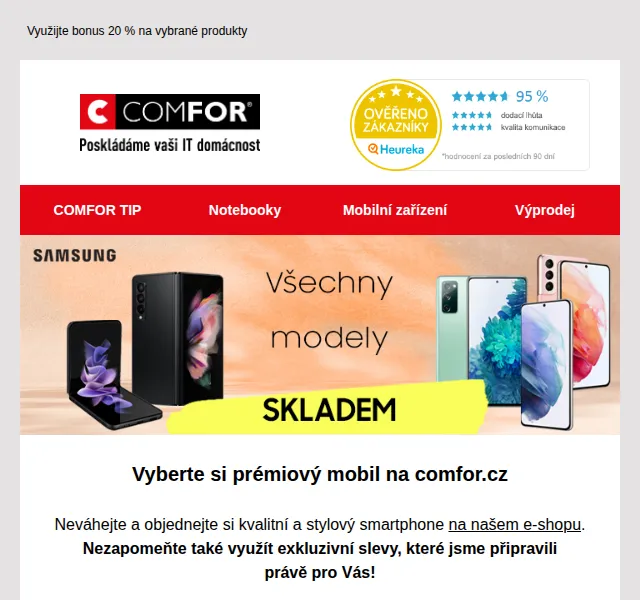 Comfor: 20% bonus na mobily – červen 2026 | Nuslet.cz