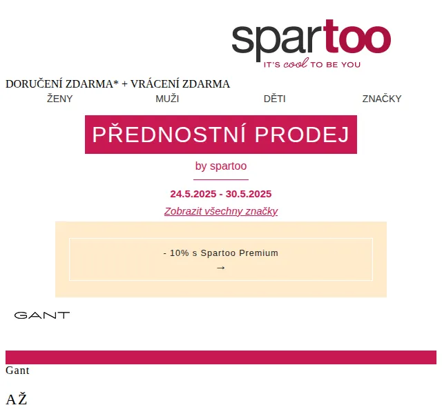 Spartoo: Až -50 % na Gant, Gola, Mustang – červenec 2026 | Nuslet.cz