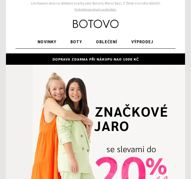 Botovo: -20 % na značky Tamaris, Marco Tozzi, S´Oliver – červen 2026 | Nuslet.cz