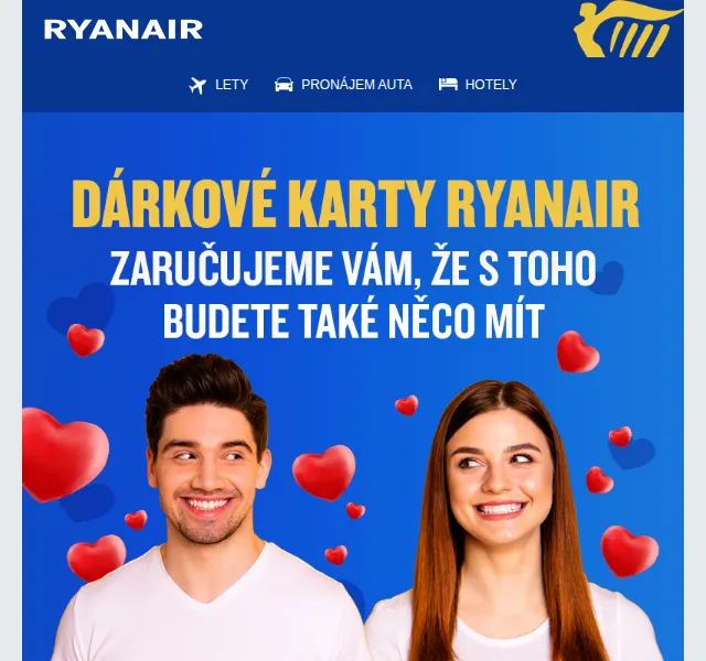 Ryanair: Dárkové poukazy od 750 Kč – červen 2026 | Nuslet.cz