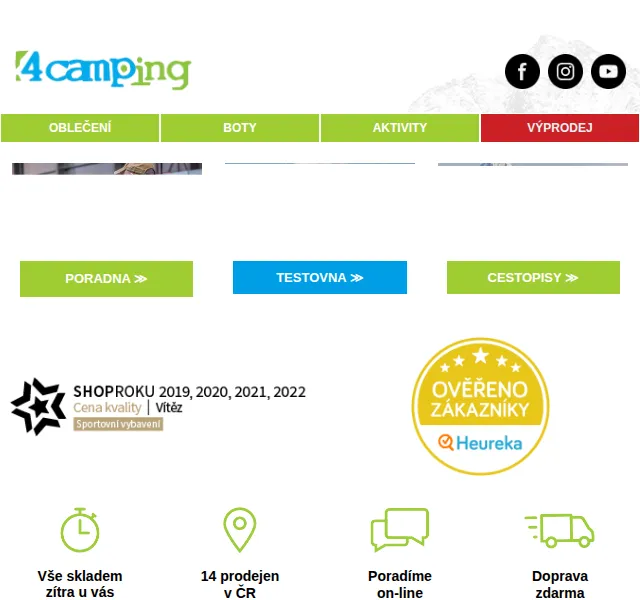 4camping.cz: 320 novinek se slevou 12 % – červen 2026 | Nuslet.cz
