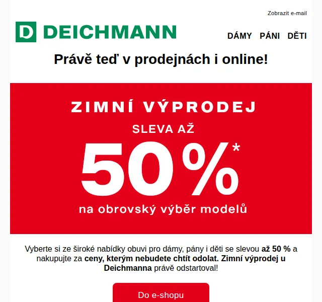Deichmann: sleva až 50 % na zimní obuv – březen 2026