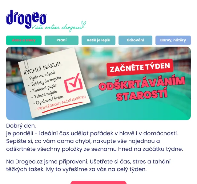Drogeo: Domestos, REX, Avrilé slevy do 67 % – červen 2026