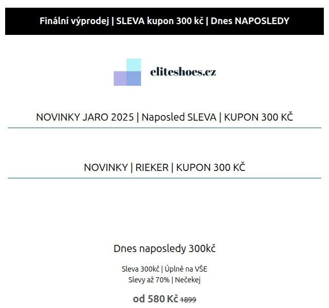 Eliteshoes: Sleva 300 Kč na vše – květen 2026 | Nuslet.cz