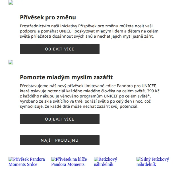 Pandora: přívěsek Pandora pro UNICEF – červen 2026 | Nuslet.cz