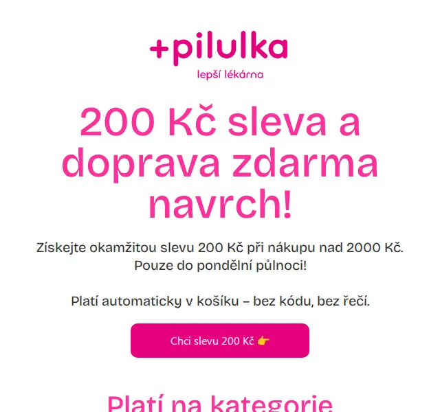 Pilulka.cz: Sleva 200 Kč na zdraví – červen 2026 | Nuslet.cz