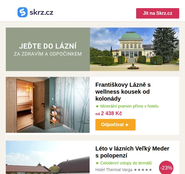 Skrz.cz: Pobyty s procedurami od 2 438 Kč – červen 2026 | Nuslet.cz