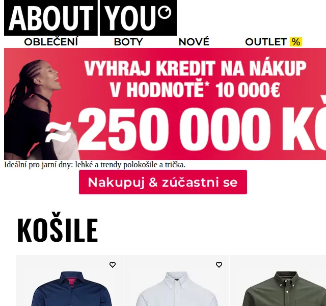 ABOUT YOU: trendy polotrička a košile – jarní výprodej – červenec 2026 | Nuslet.cz