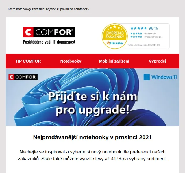 Comfor: Nejprodávanější notebooky prosinec 2021 – slevy až 41 % | Nuslet.cz