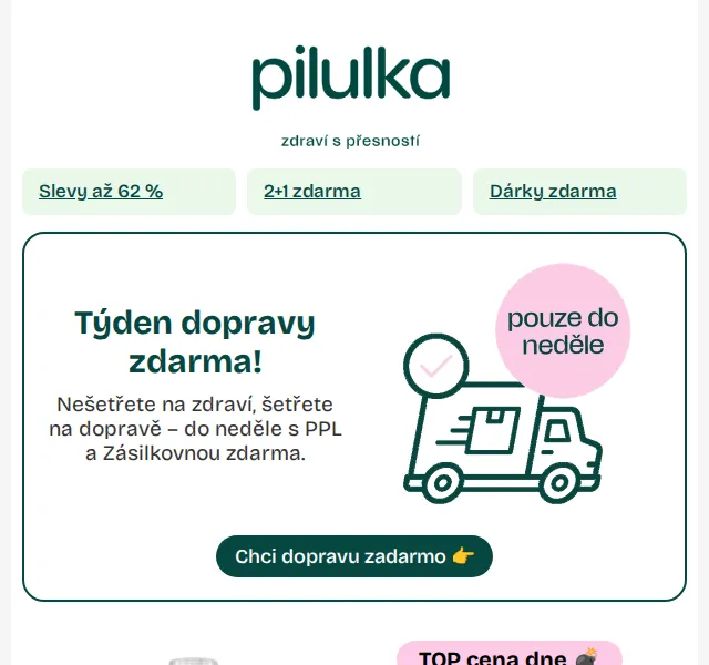 Pilulka.cz: Doprava ZDARMA a slevy až 62 % – červen 2026 | Nuslet.cz