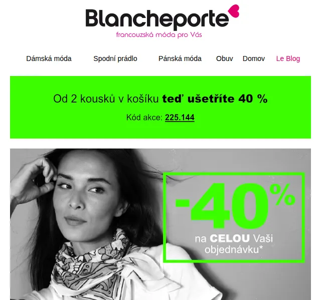 Blancheporte: Sleva 40 % na všechny nezlevněné kousky – srpen 2025 | Nuslet.cz