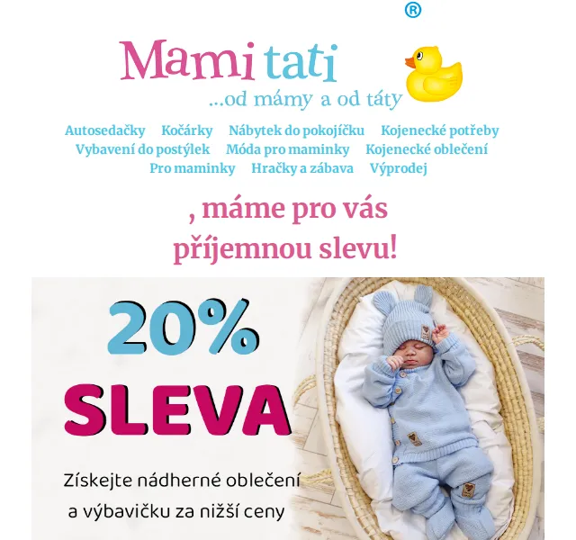 Mamitati.cz: sleva 20 % na dětské potřeby – červenec 2026 | Nuslet.cz