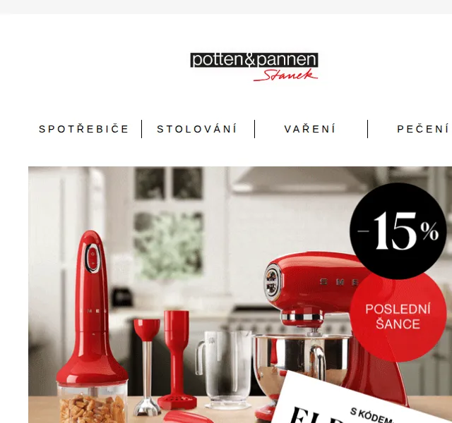 Potten & Pannen - Staněk: 15 % sleva na SMEG, KitchenAid – březen 2026
