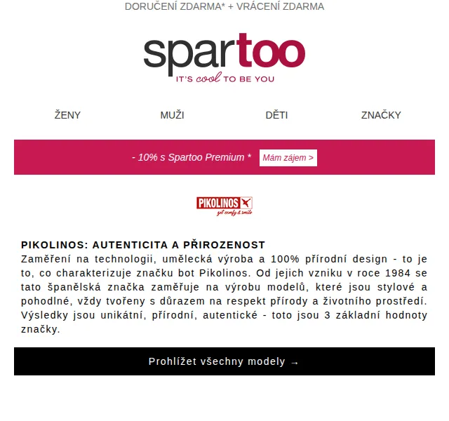 Spartoo.cz: Doručení zdarma na Pikolinos, G-Star, Clarks – červen 2026 | Nuslet.cz