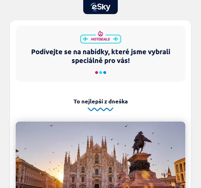 eSky.cz: Letenky do Milána od 747 Kč, Londýna od 1437 Kč – červen 2026 | Nuslet.cz