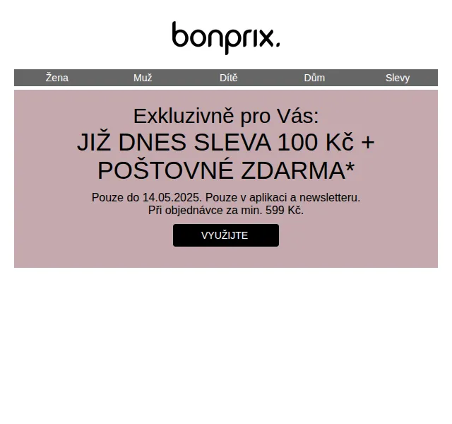 bonprix: Sleva 100 Kč + poštovné zdarma – červen 2026 | Nuslet.cz