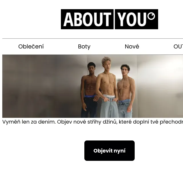 ABOUT YOU: Džíny Tommy, Levi's, Jack & Jones – srpen 2026