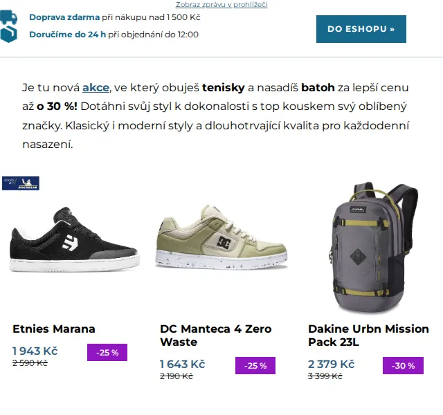 SNOWBOARD ZEZULA: Sleva 30 % na tenisky a batohy – červen 2026 | Nuslet.cz