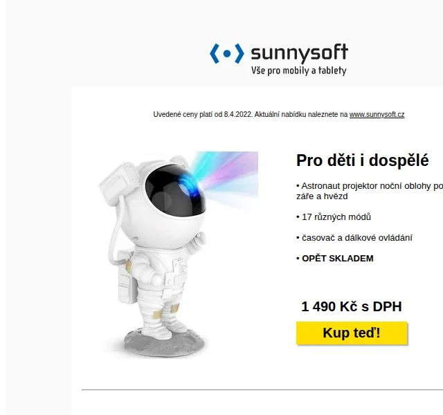 Sunnysoft: Astronaut projektor, Xiaomi kamera a kutilské pomůcky – červen 2026 | Nuslet.cz