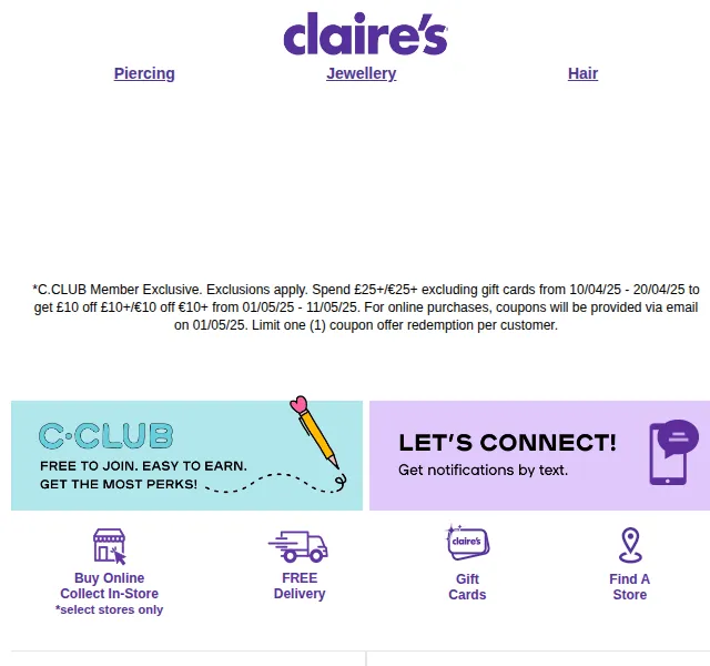 Claire's: BOGO FREE beauty – červen 2026 | Nuslet.cz