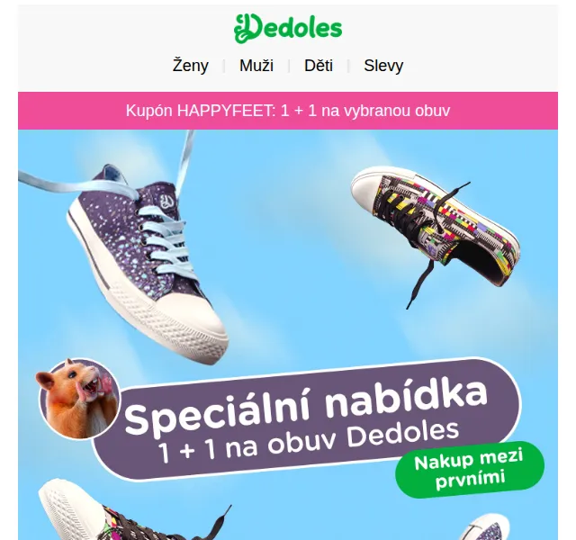 Dedoles: 1+1 na obuv – červen 2026 | Nuslet.cz
