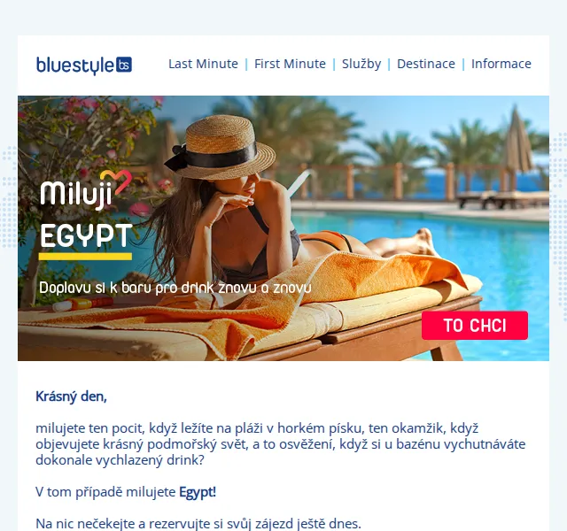 ✈ CK Blue Style ☀️: Dovolená v Egyptě od 8 590 Kč – červen 2026 | Nuslet.cz