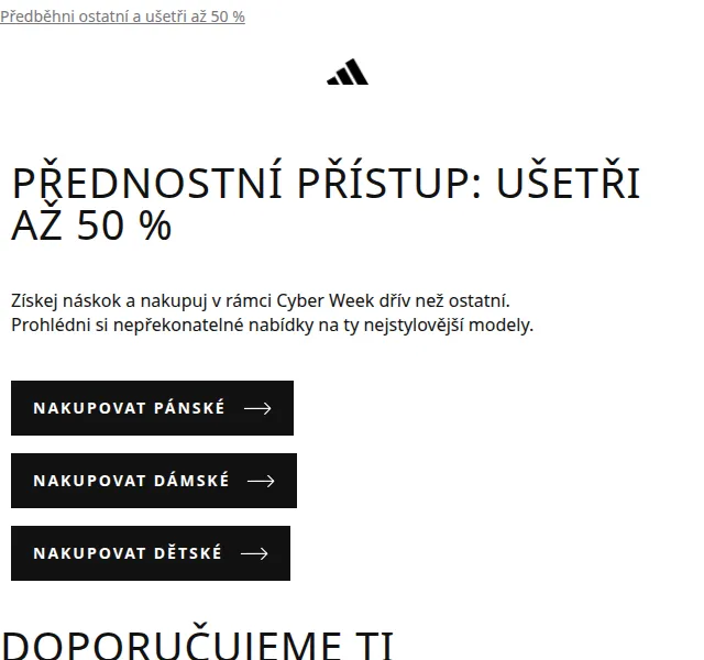 Adidas: přednostní přístup slevy až 50 % – červen 2026 | Nuslet.cz
