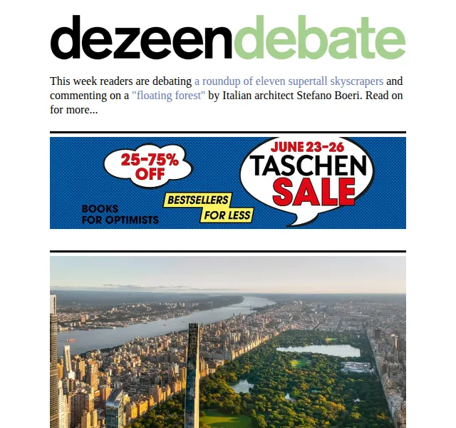 Dezeen Daily: Debata o mrakodrapech a designu – červen 2026 | Nuslet.cz