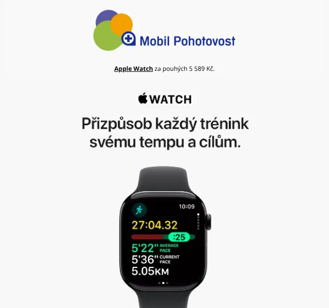 Mobil Pohotovost: Apple Watch od 5 589 Kč – srpen 2026