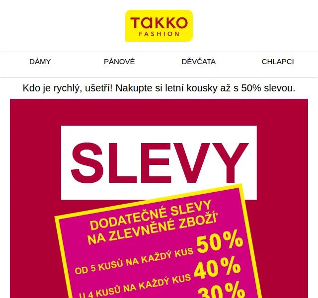 Takko Fashion: letní výprodej se slevou až 50 % – červen 2026 | Nuslet.cz