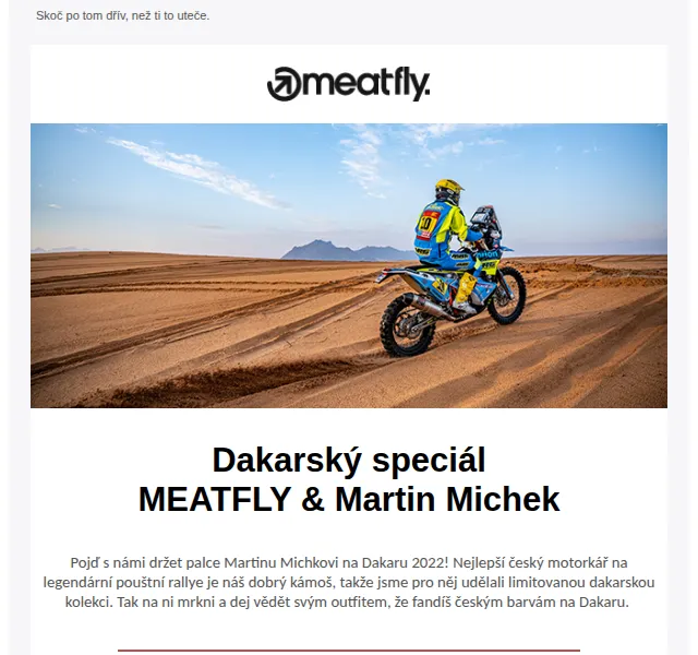Meatfly: Limitovaná dakarská kolekce s Martinem Michkem – červen 2026 | Nuslet.cz