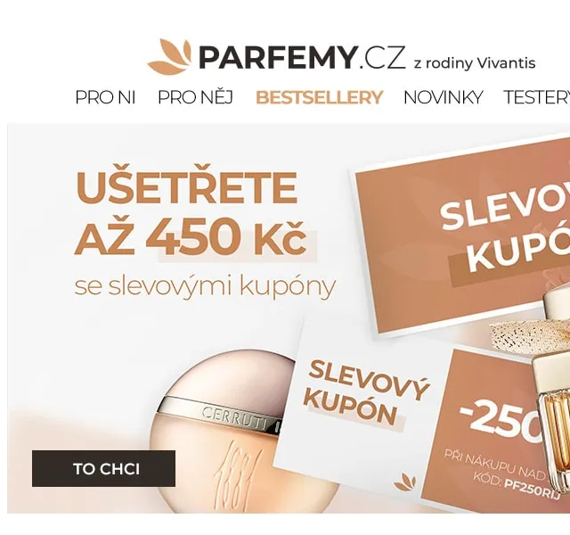 Parfemy.cz: Slevové kupóny až 450 Kč – červen 2026 | Nuslet.cz