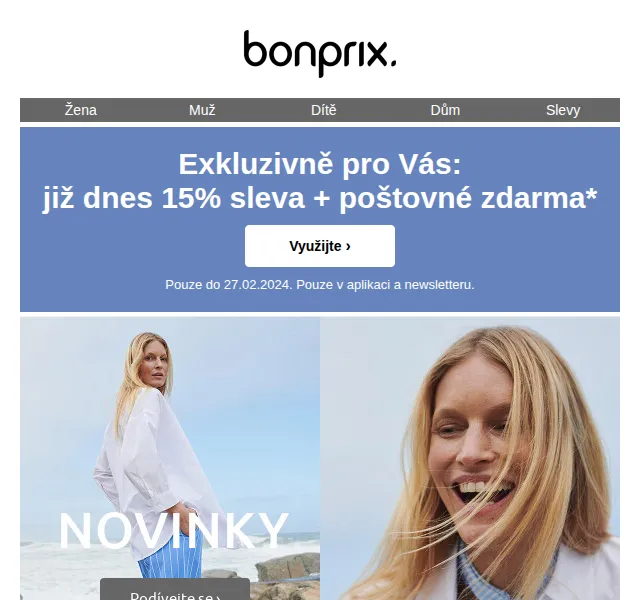 bonprix: 15% sleva a poštovné zdarma – červen 2026 | Nuslet.cz