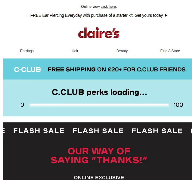 Claire's: Flash Sale 20 % + 50 % na vybrané zboží – červenec 2026 | Nuslet.cz
