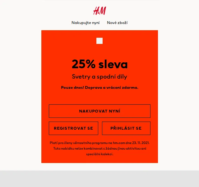 H&M: 25% sleva na svetry a spodní díly – listopad 2021 | Nuslet.cz